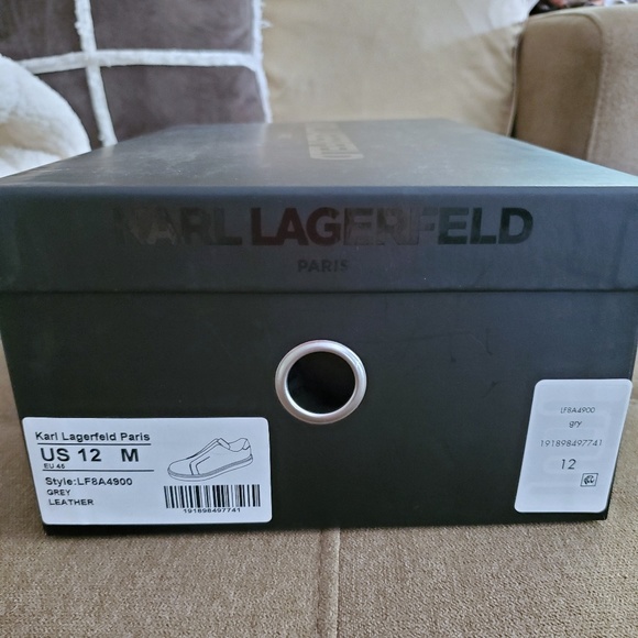 NEW 💯 Karl Lagerfeld Grey Leather Slip On Loafers - Picture 5 of 11